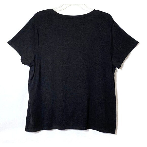 Marc New York Sequin Logo T Shirt Women Plus Size 2X Black Silver Knit Read - Picture 3 of 11